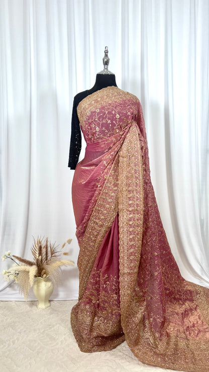 Saree traditionnel - Rose Milk