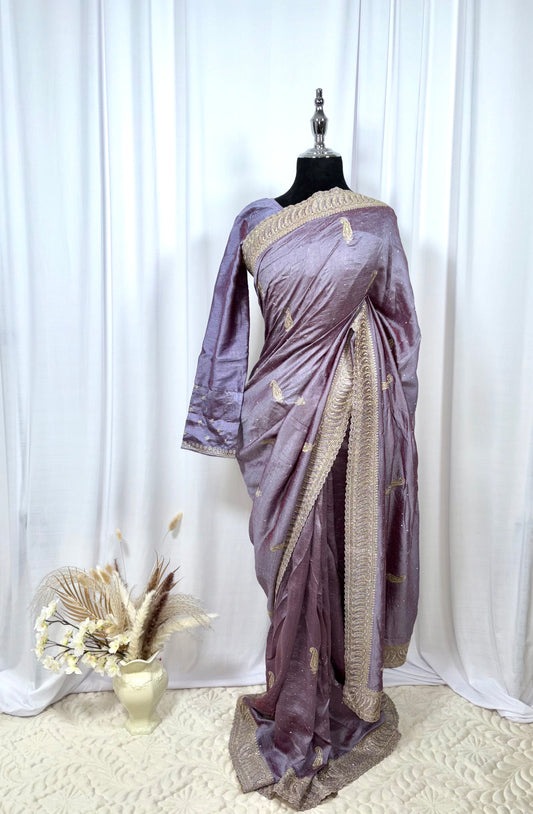 Saree prêt à porter/ One minute saree - Brume Mauve
