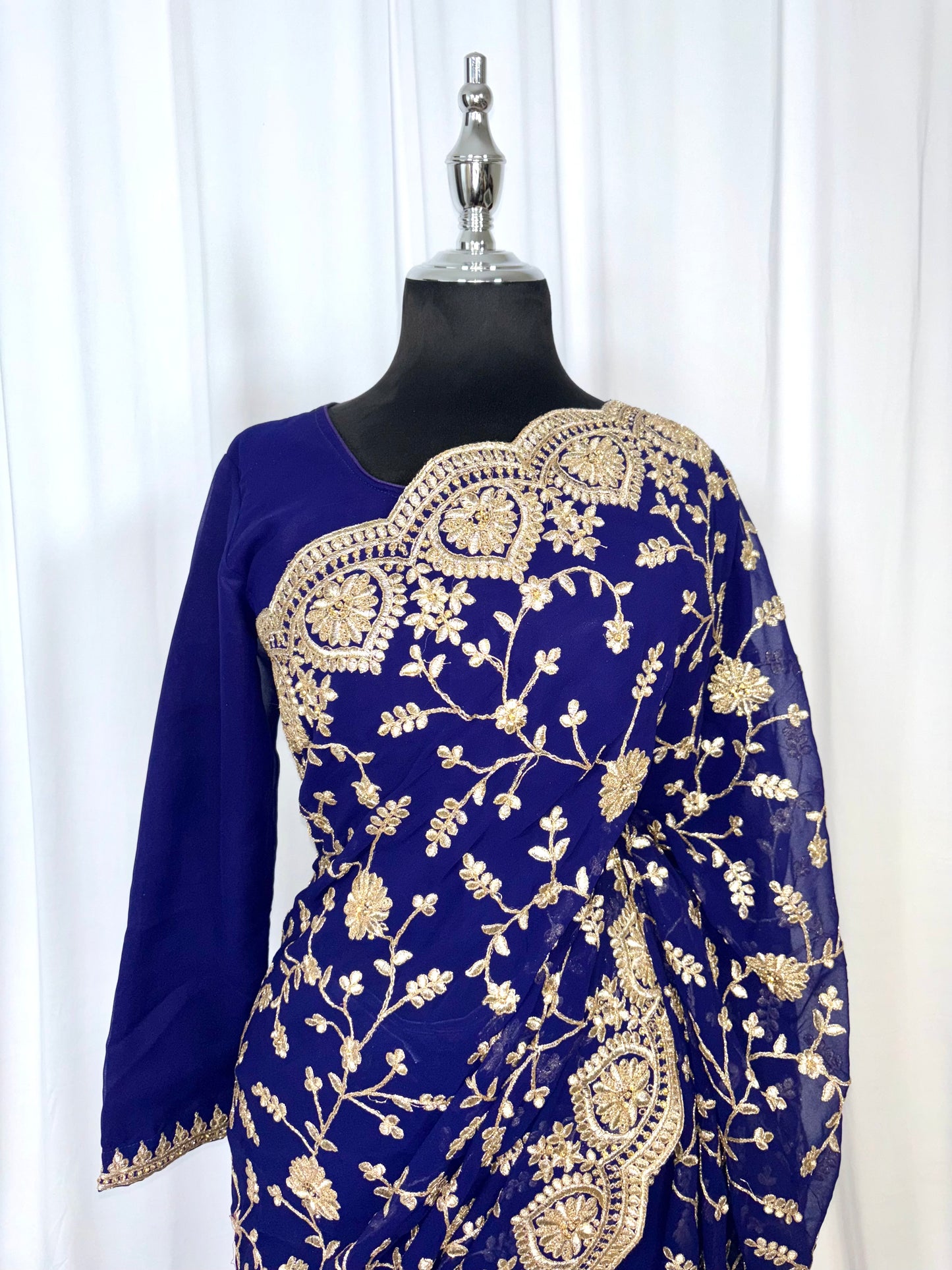 Saree à prêt à porter/ One minute saree - Nuit Dorée