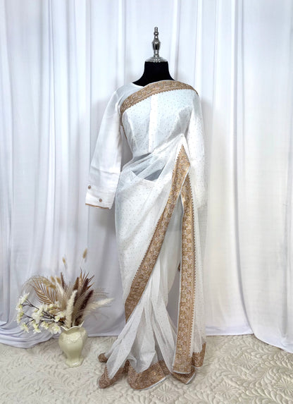 Saree prêt à porter/ One minute saree - Perle Ivoire