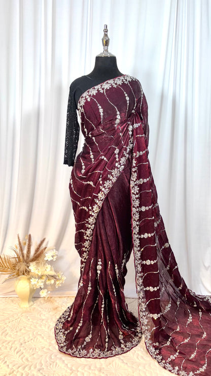 Saree traditionnel - Perle de Grenat