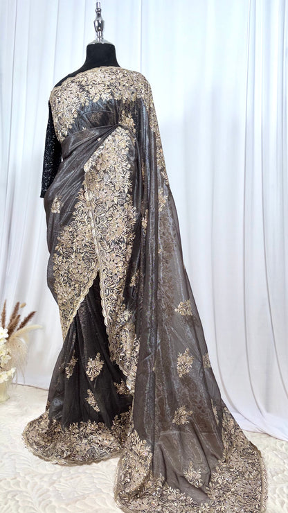 Saree traditionnel - Ombre Cendrée