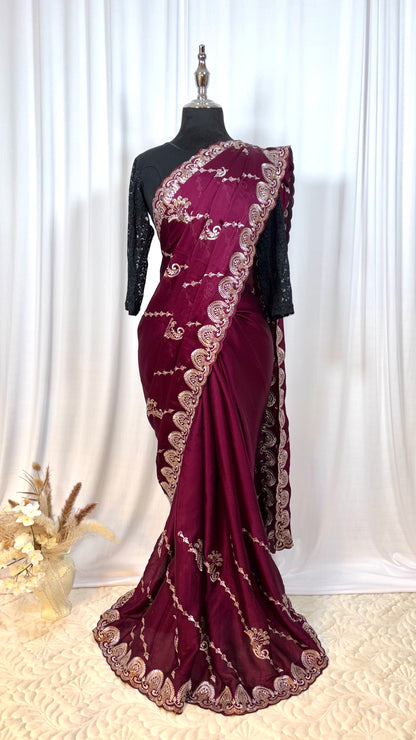 Saree traditionnel - Fleur de Prune