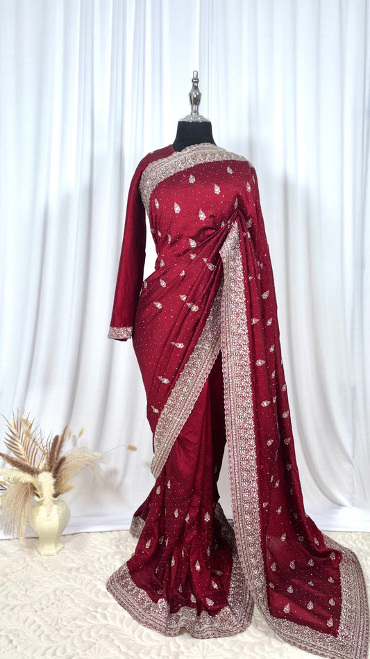 Saree prêt à porter/ One minute saree - Myreva Rouge