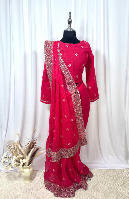 Saree prêt à porter/ One minute saree - Fleur de Rose