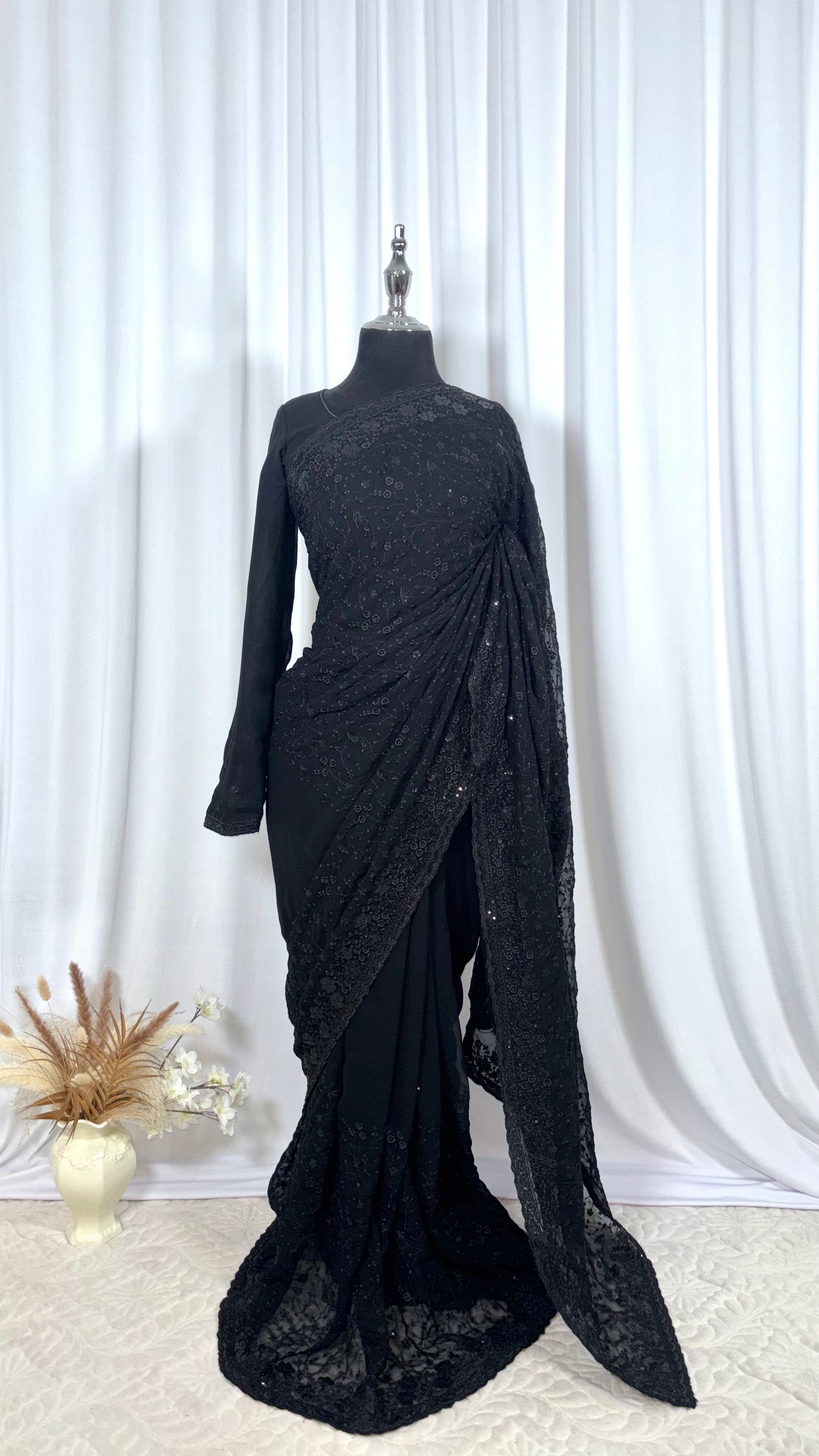 Saree prêt à porter/ One minute saree - Elengi Noir