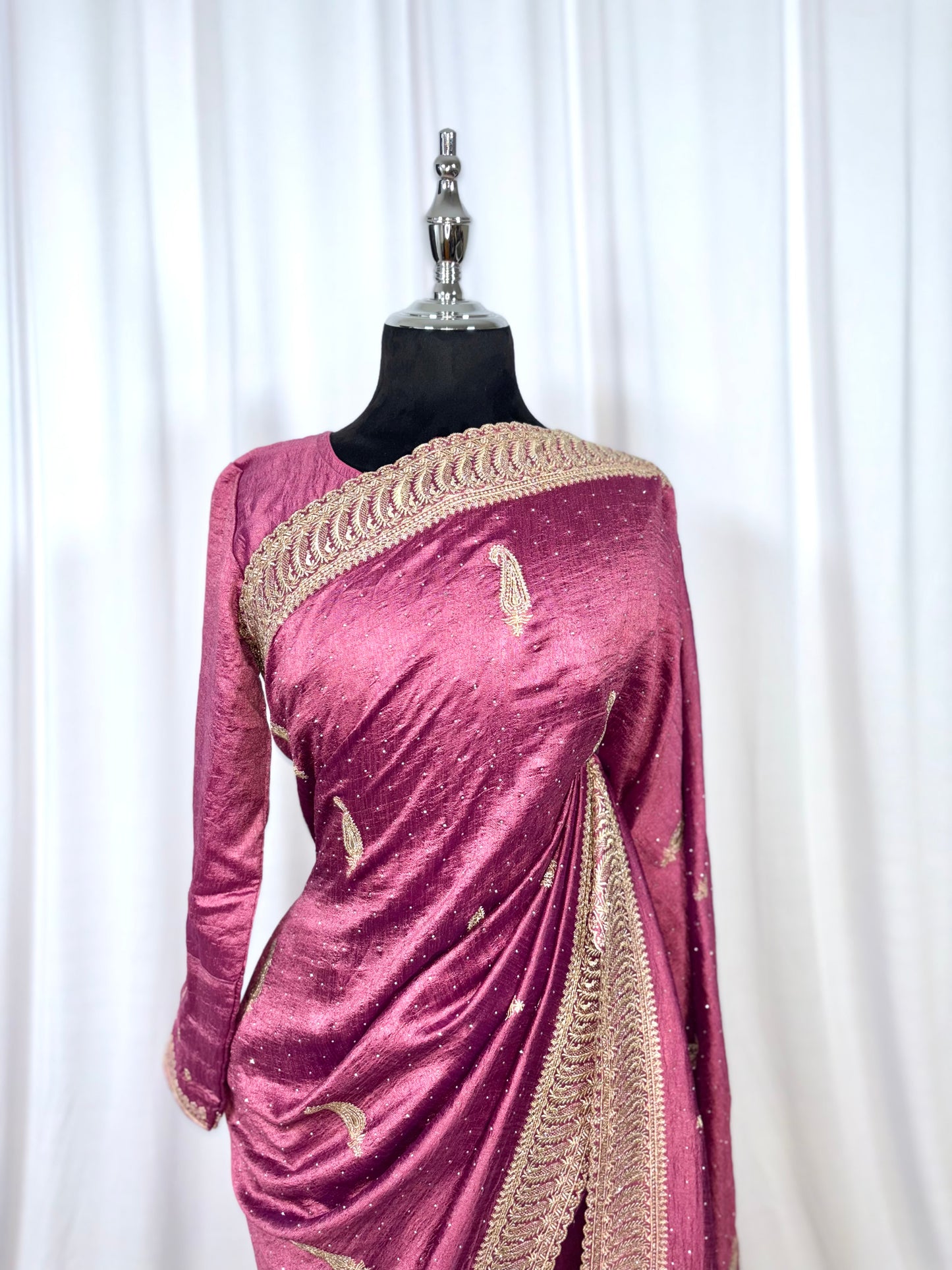 Saree prêt à porter/ One minute saree - Coucher de Rose