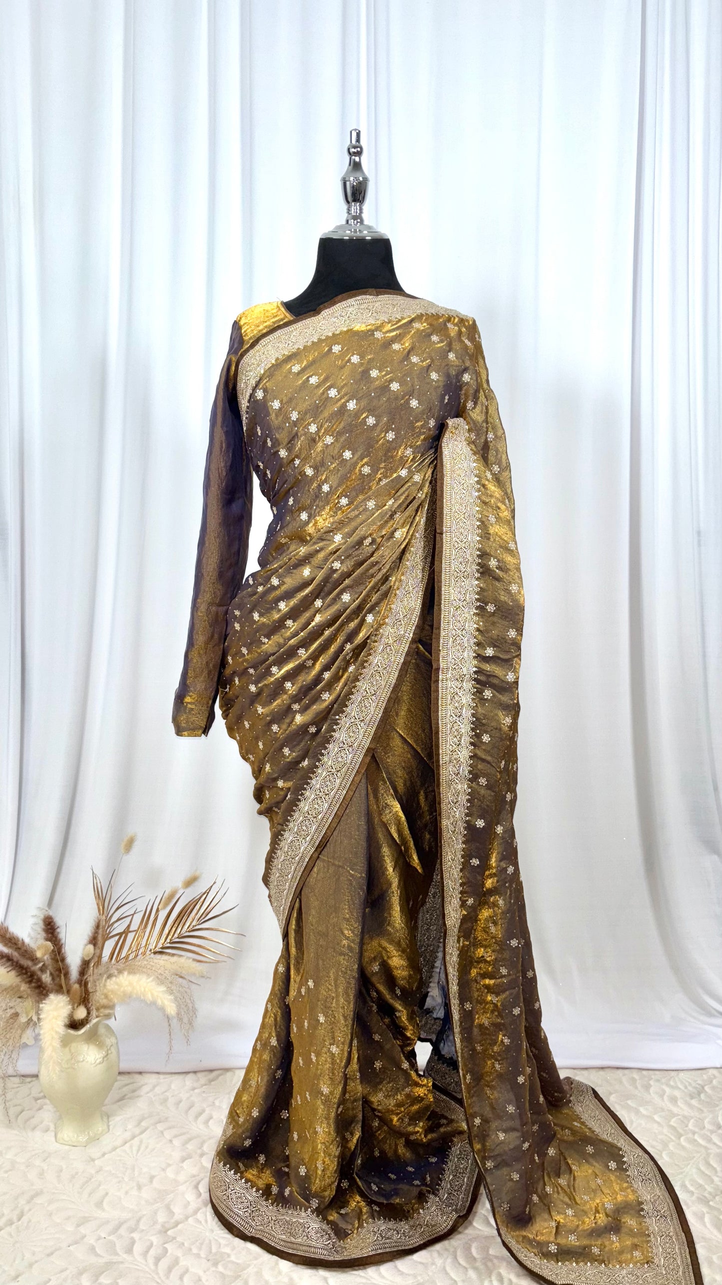 Saree prêt à porter/ One minute saree - Olive Blossom