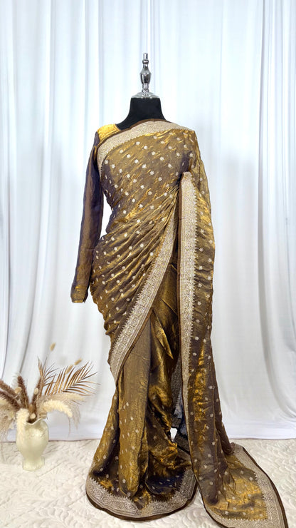 Saree prêt à porter/ One minute saree - Olive Blossom