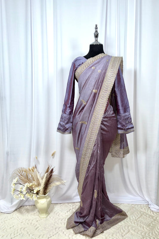 Saree prêt à porter/ One minute saree - Brume Mauve