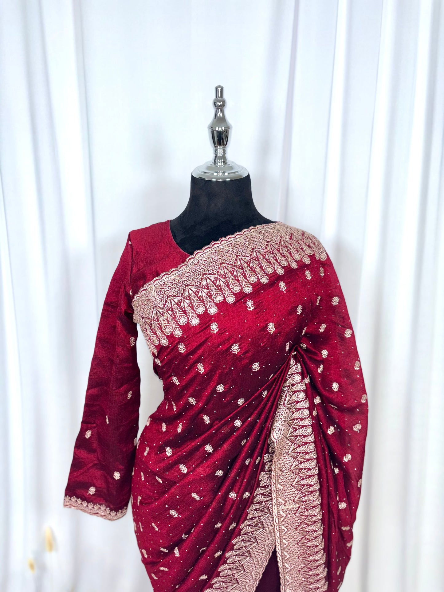 Saree prêt à porter/ One minute saree - Elixir Bordeaux