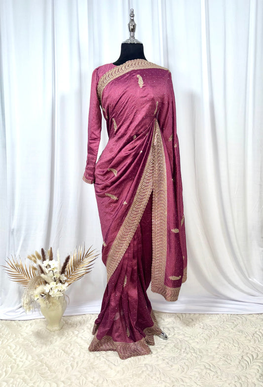 Saree prêt à porter/ One minute saree - Coucher de Rose