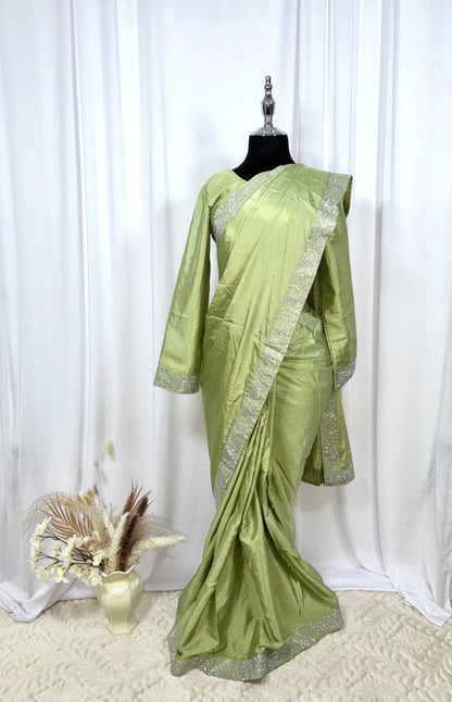 Saree prêt à porter/ One minute saree - Verte Aura