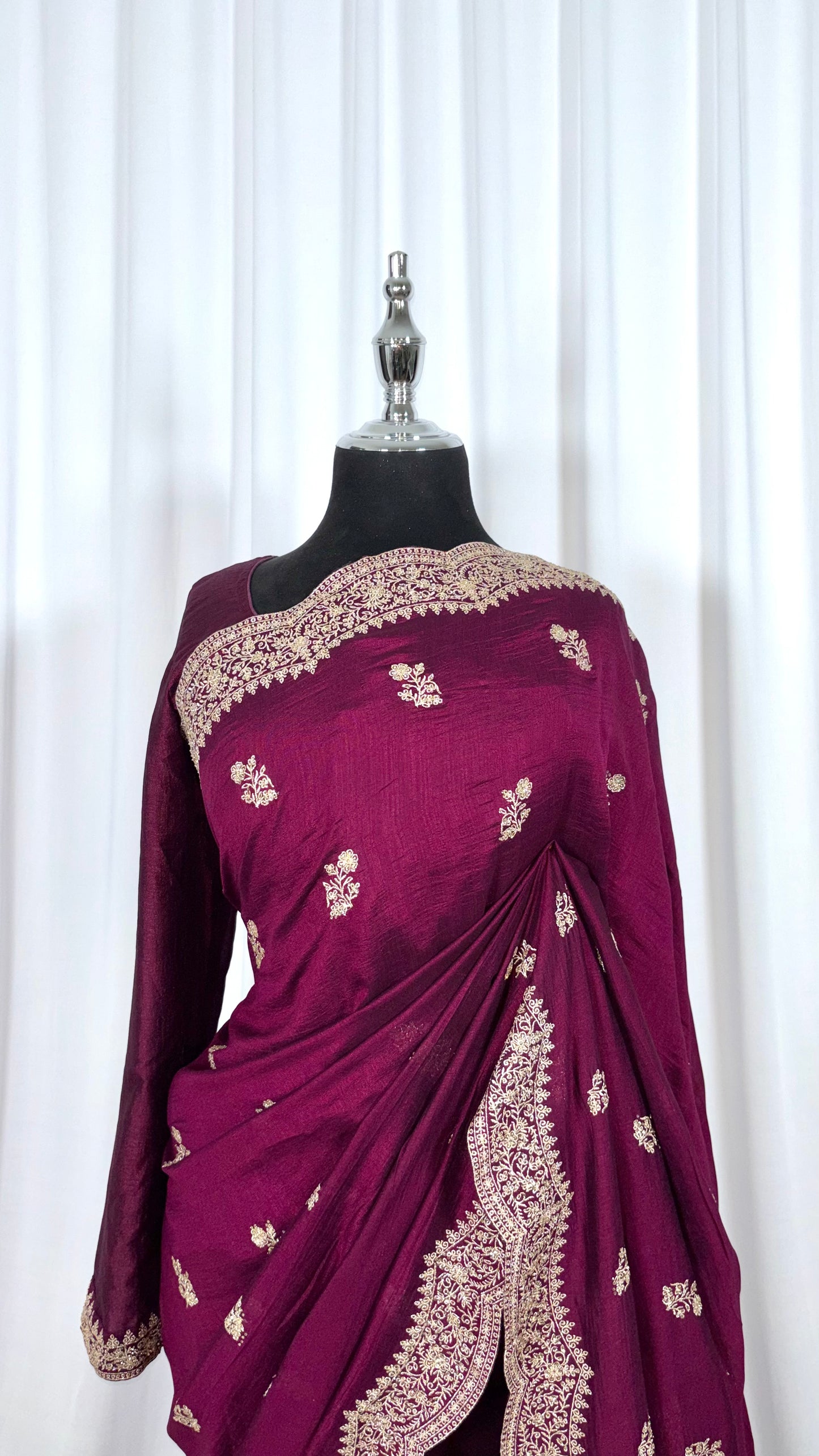 Saree prêt à porter/ One minute saree - Ameera Pourpre