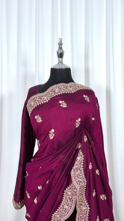 Saree prêt à porter/ One minute saree - Ameera Pourpre