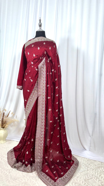 Saree prêt à porter/ One minute saree - Myreva Rouge