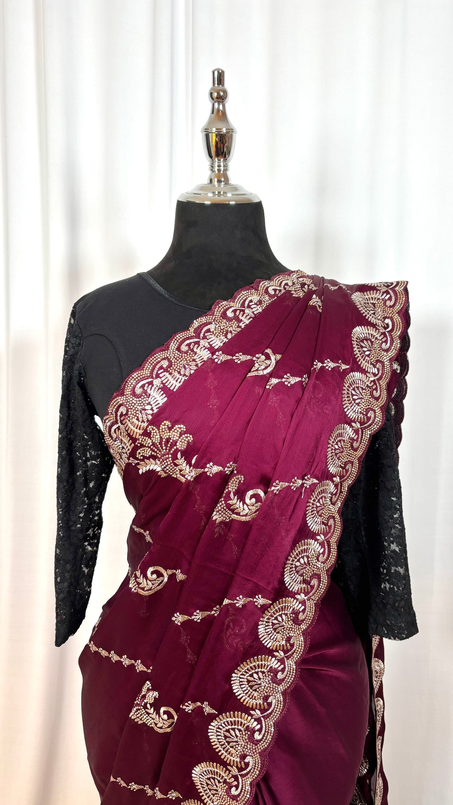 Saree traditionnel - Fleur de Prune
