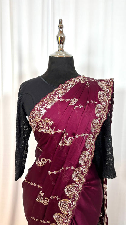 Saree traditionnel - Fleur de Prune