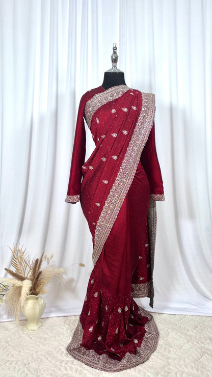 Saree prêt à porter/ One minute saree - Myreva Rouge