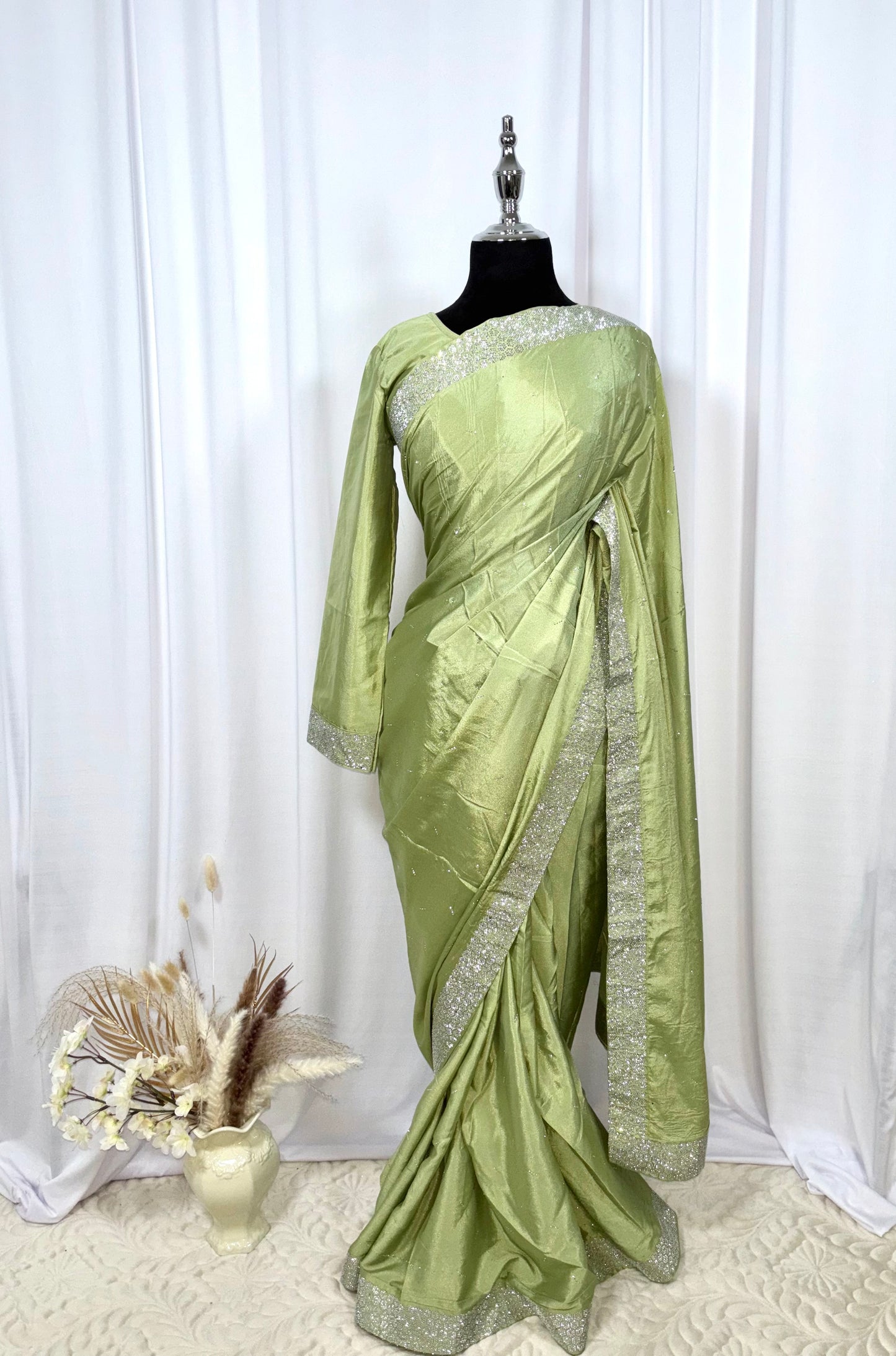 Saree prêt à porter/ One minute saree - Verte Aura