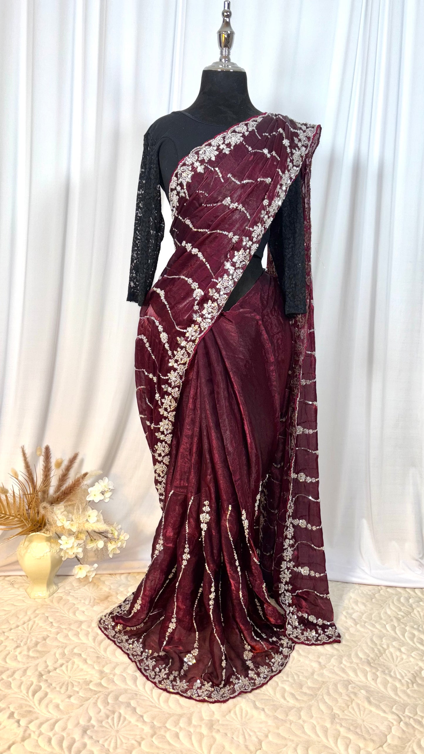 Saree traditionnel - Perle de Grenat