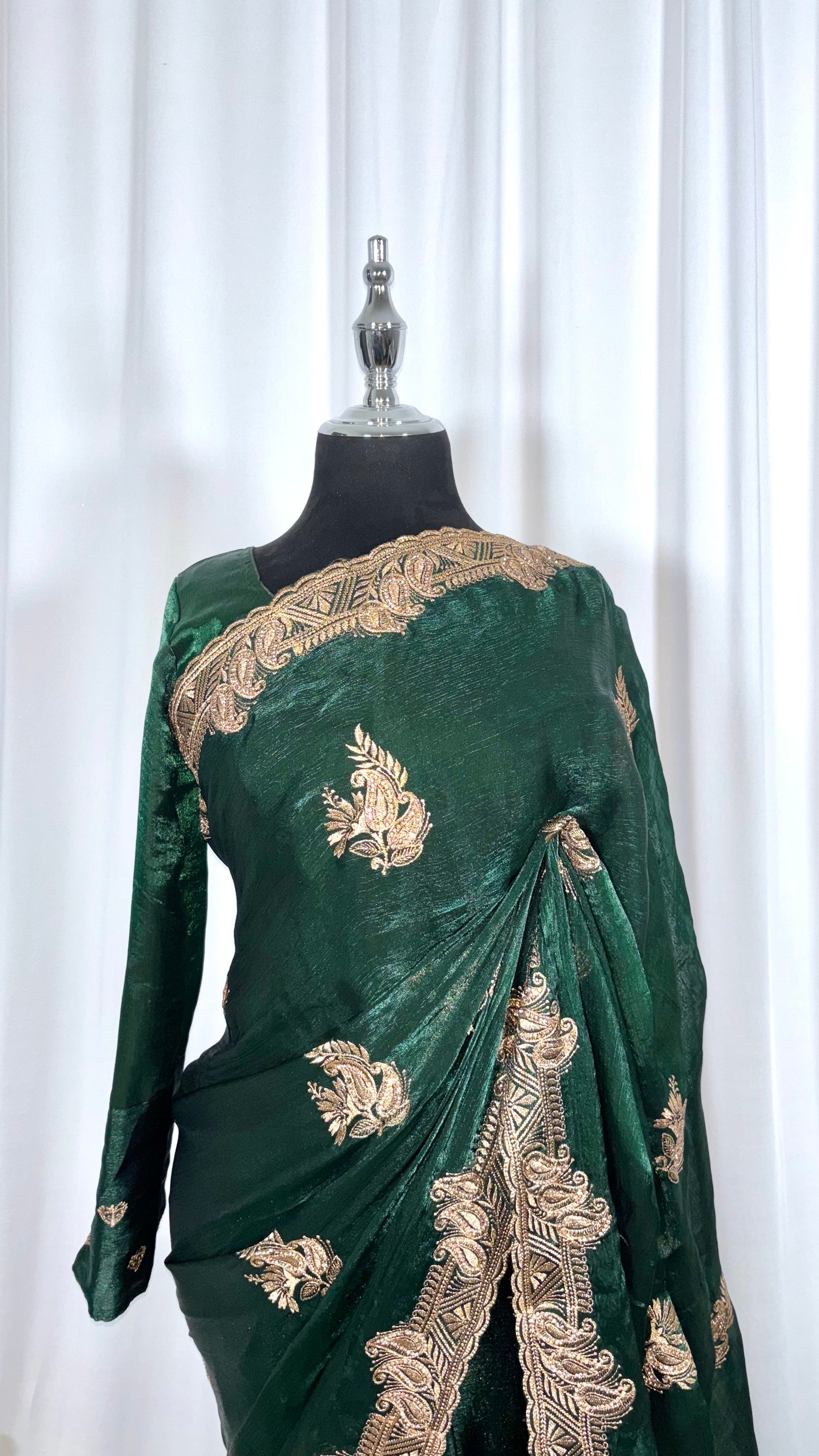 Saree prêt à porter/ One minute saree - Asil Yeşil