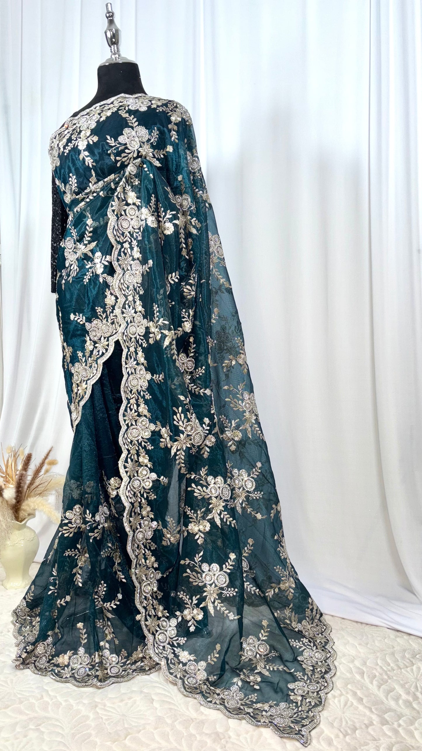Saree traditionnel - Aqua Jewel