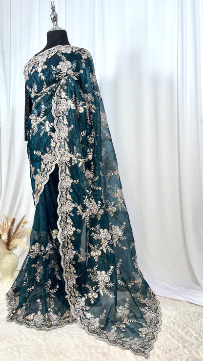 Saree traditionnel - Aqua Jewel