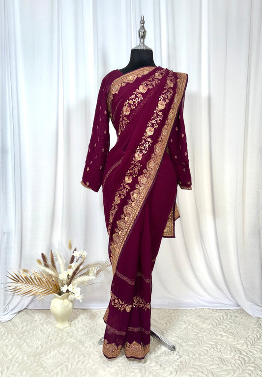 Saree prêt à porter/ One minute saree - Magniola céleste