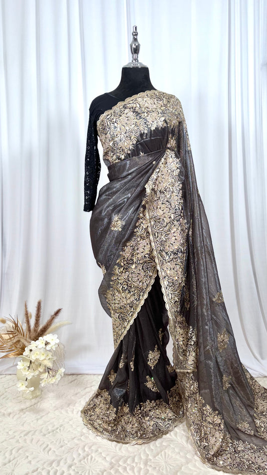 Saree traditionnel - Ombre Cendrée