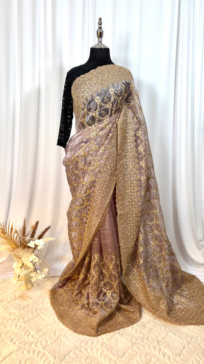 Saree traditionnel - Lilas de Minuit