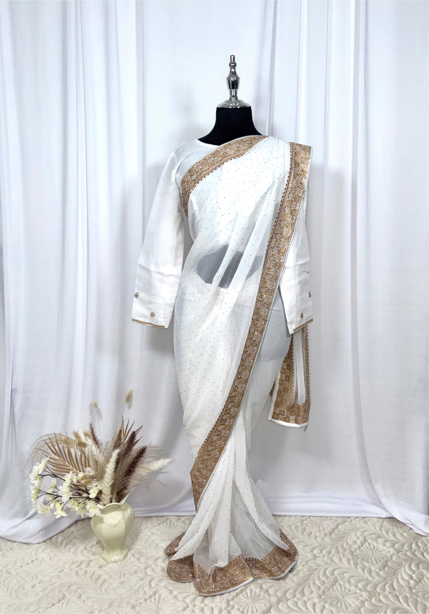 Saree prêt à porter/ One minute saree - Perle Ivoire