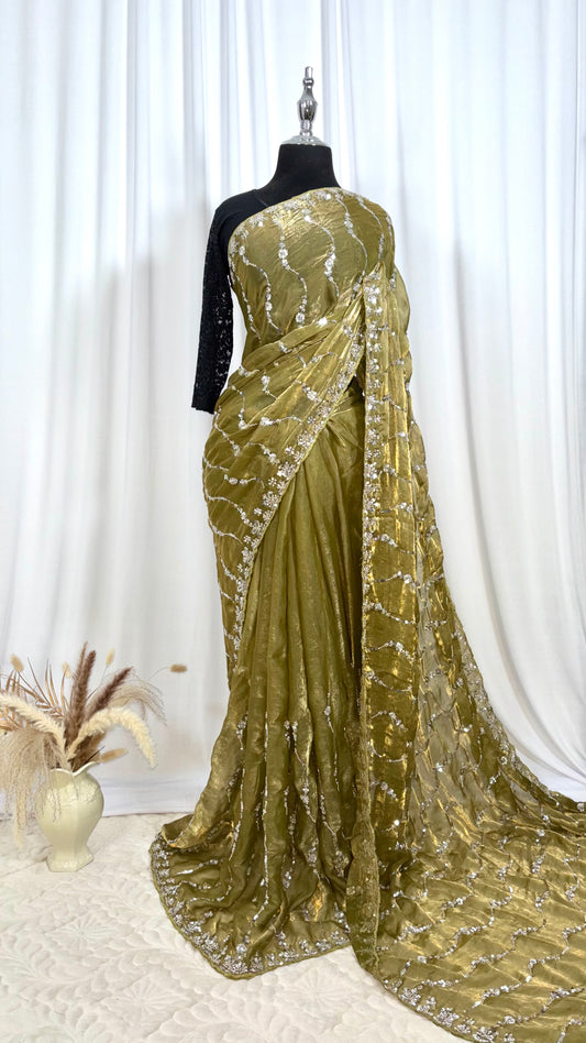 Saree traditionnel - Perle de Pistache